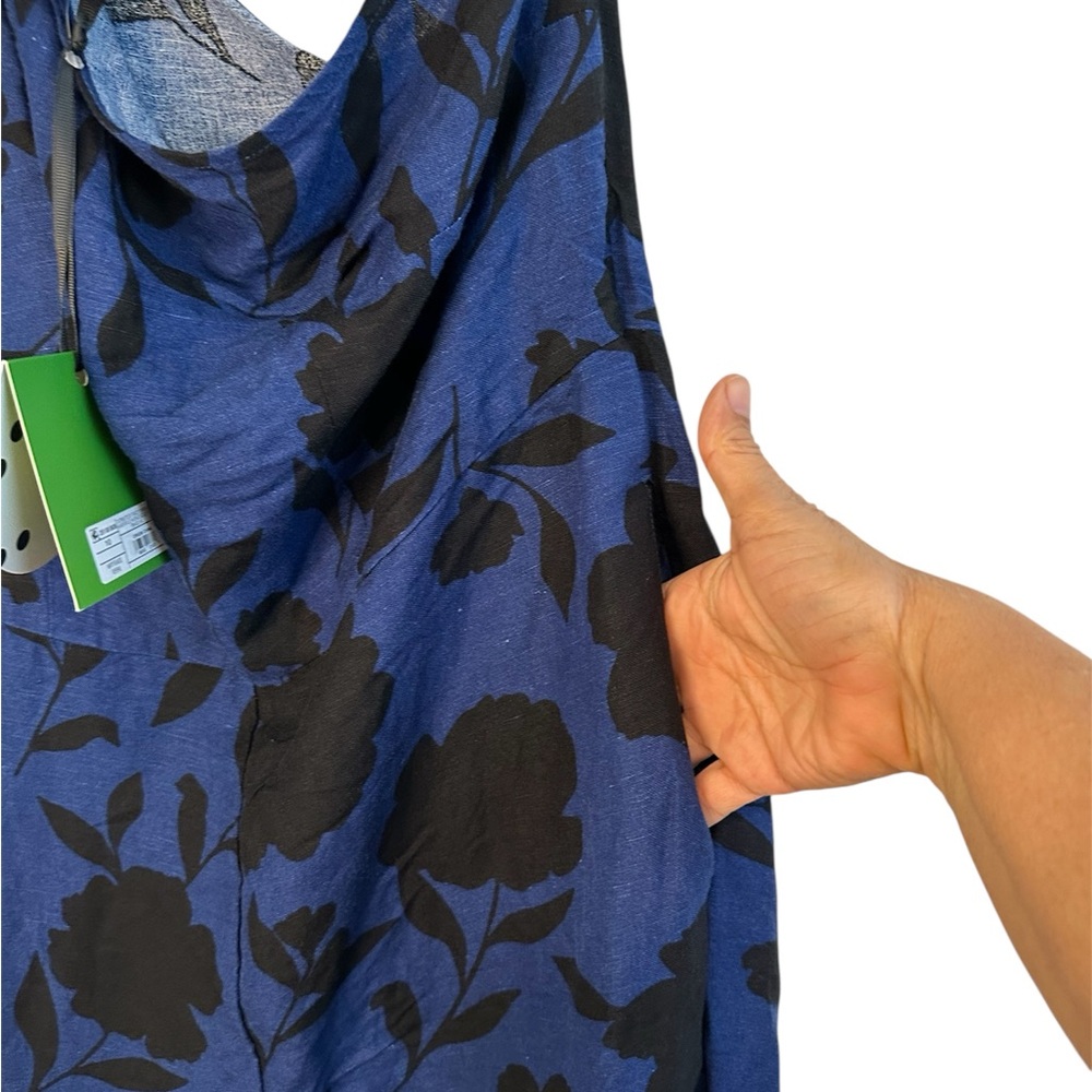Kate Spade Blue and Black Floral Jumpsuit Wide-Leg Design - Picture 5 of 12